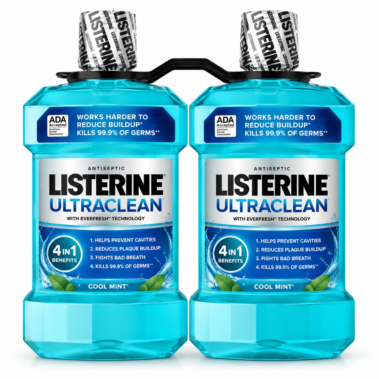 Listerine UltraClean Coolmint Mouthwash, 1.5 Liter, 2-count